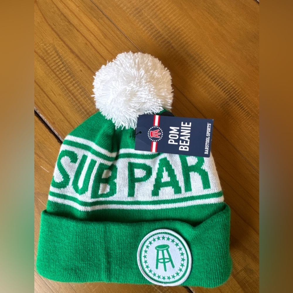 Barstool Sports Men's Green Sub Par Acrylic Knit Pom Golf Beanie OSFM